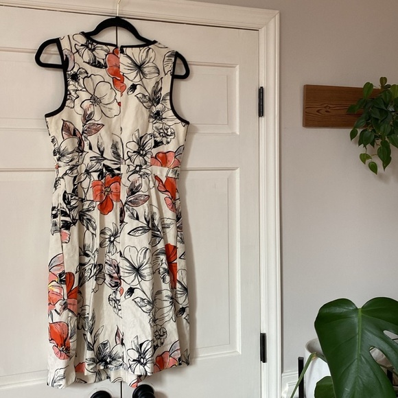 Adrianna Papell Jaquard Fit & Flare A-Line Dress Floral Print Classic White - Picture 8 of 13